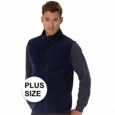 Grote maten fleece outdoor bodywarmer donkerblauw voor heren