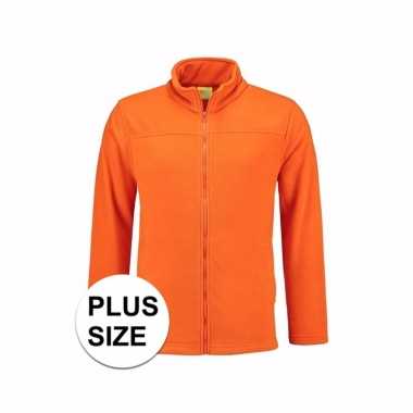 Grote maten oranje fleece vest met rits voor volwassenen