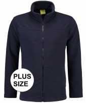 Grote maten navy fleece vest met rits voor volwassenen